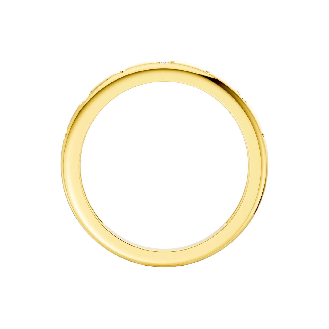A bold, high-polish 14k yellow gold statement ring by Amorati featuring scattered star and geometric insets with shimmering round-grown diamonds. Amorati’s signature F O U R T E E N T H Collection.