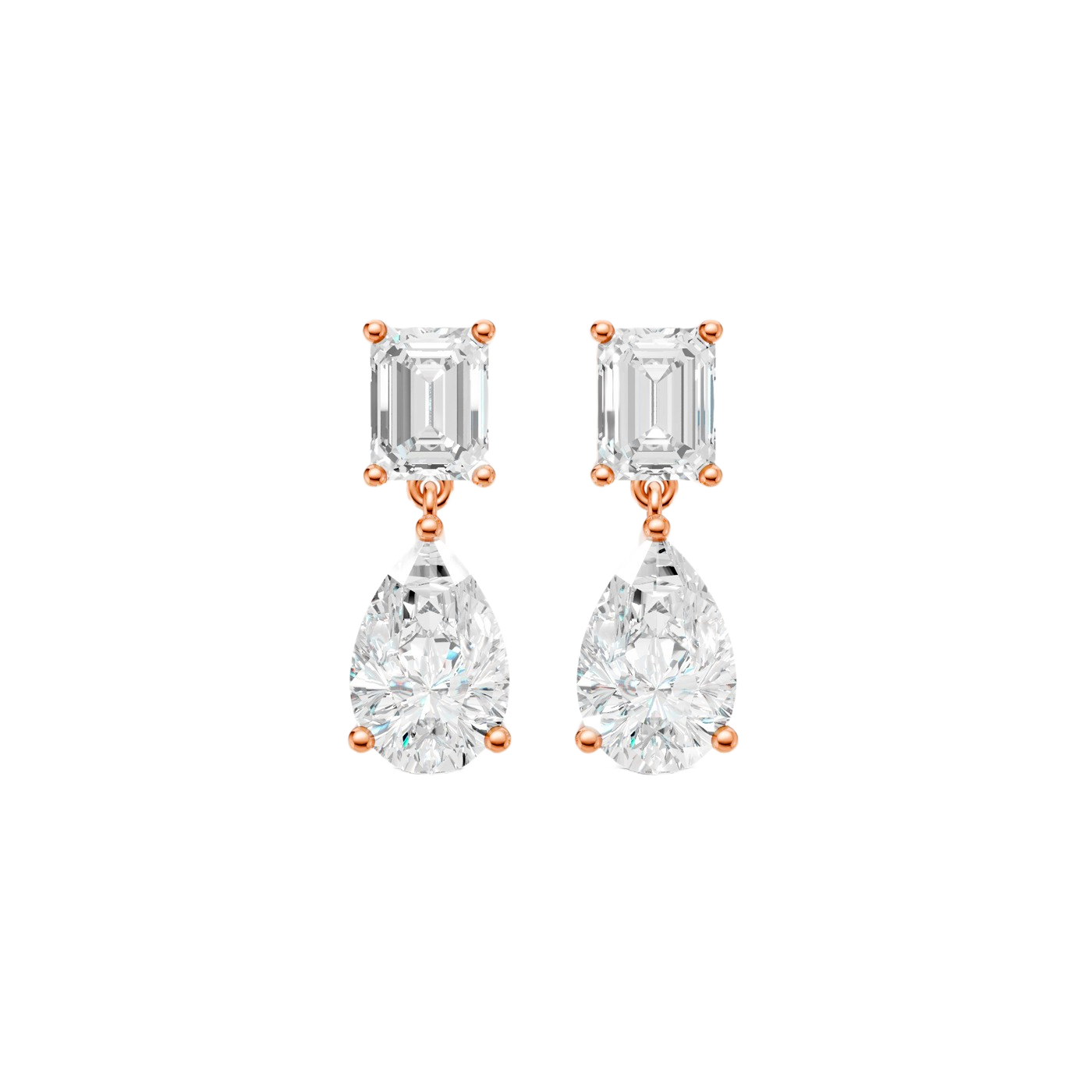 You + Me Emerald & Pear Diamond Drop Earrings