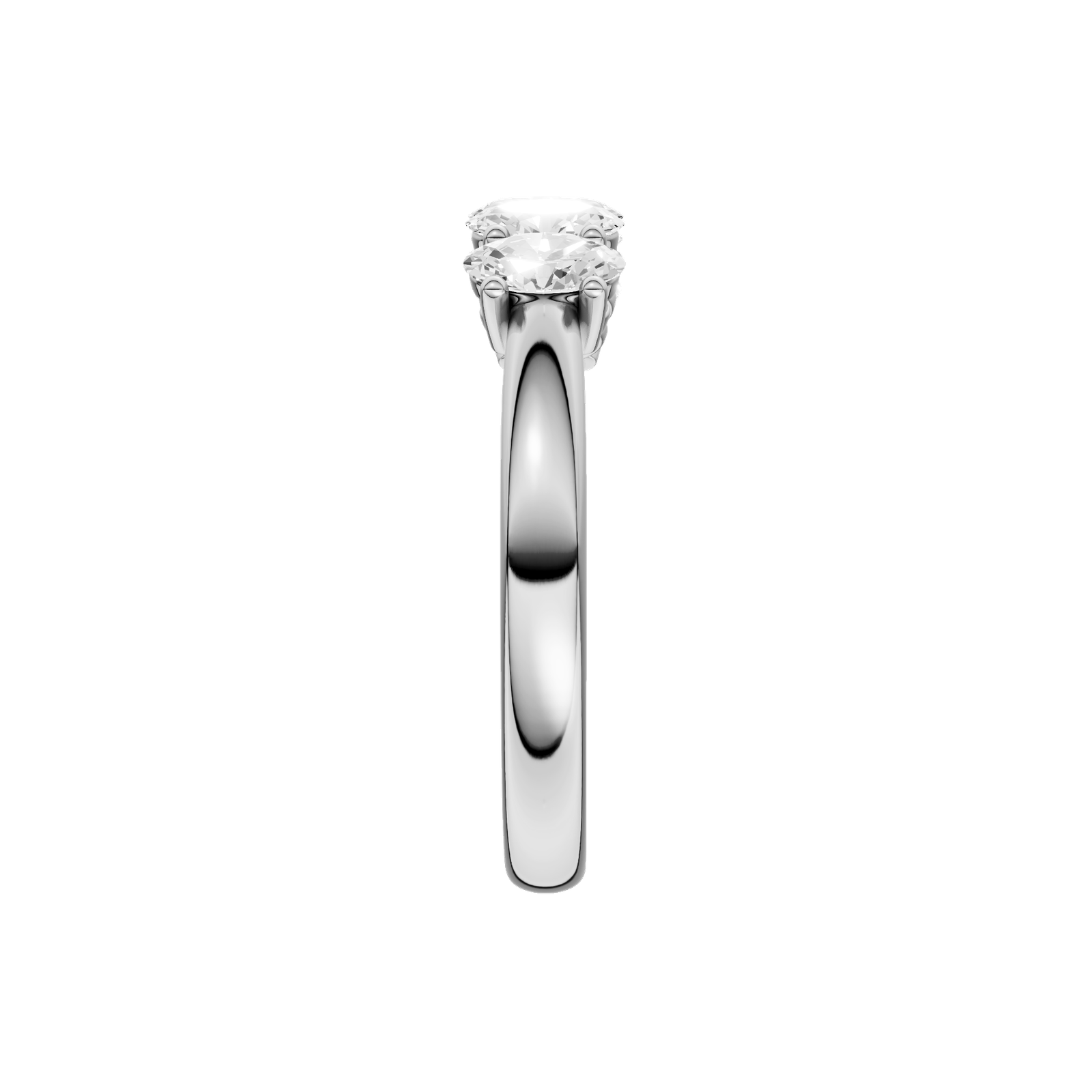 A sophisticated 14k white gold anniversary ring showcasing five premium oval-cut diamonds for a sleek, monochromatic glow.