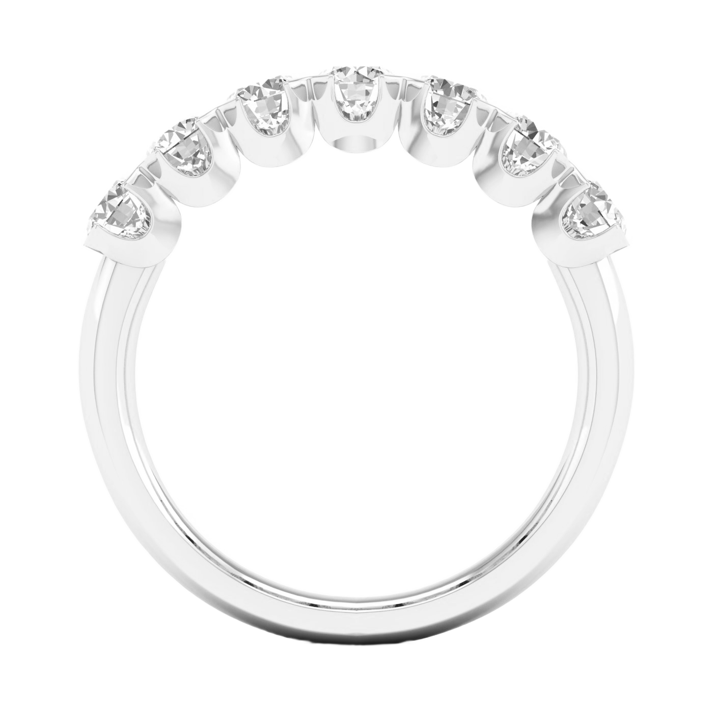 A bright 14k white gold anniversary band showcasing 1.0cttw of premium round-cut lab-grown diamonds.
