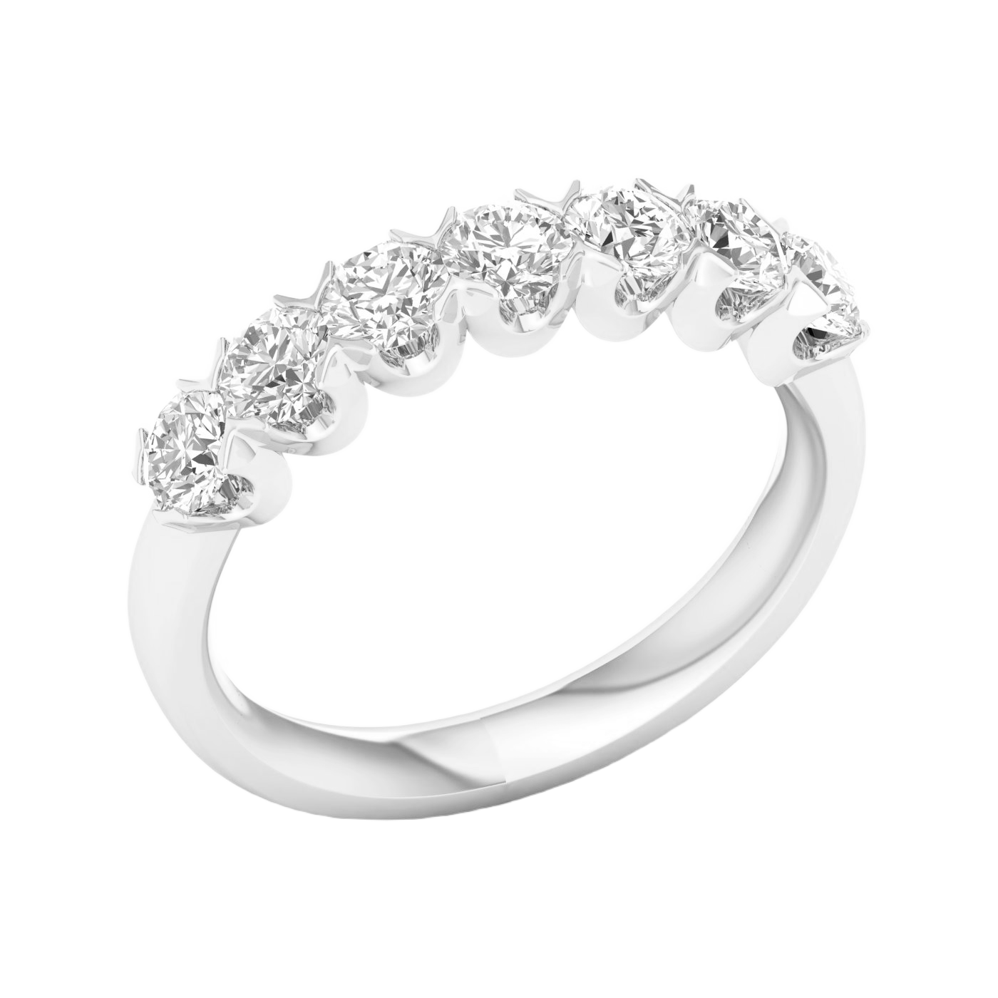 A bright 14k white gold anniversary band showcasing 1.0cttw of premium round-cut lab-grown diamonds.