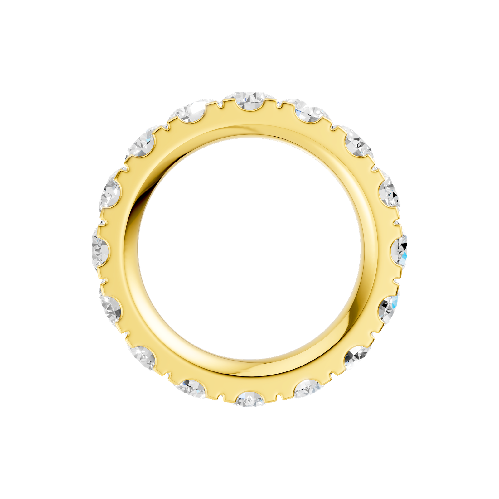 A magnificent 14k yellow gold eternity band featuring a continuous circle of 4.0 total carats of brilliant round-cut lab-grown diamonds