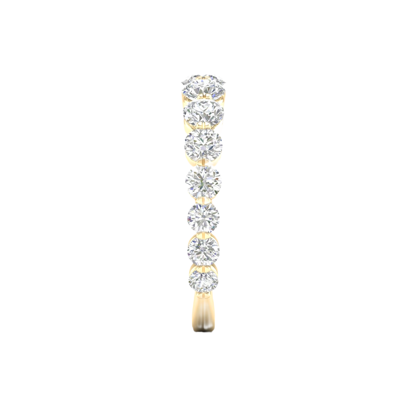 A luxurious 14k yellow gold 2/3 eternity wedding band featuring 1.5 total carats of graduated round-cut lab-grown diamonds.
