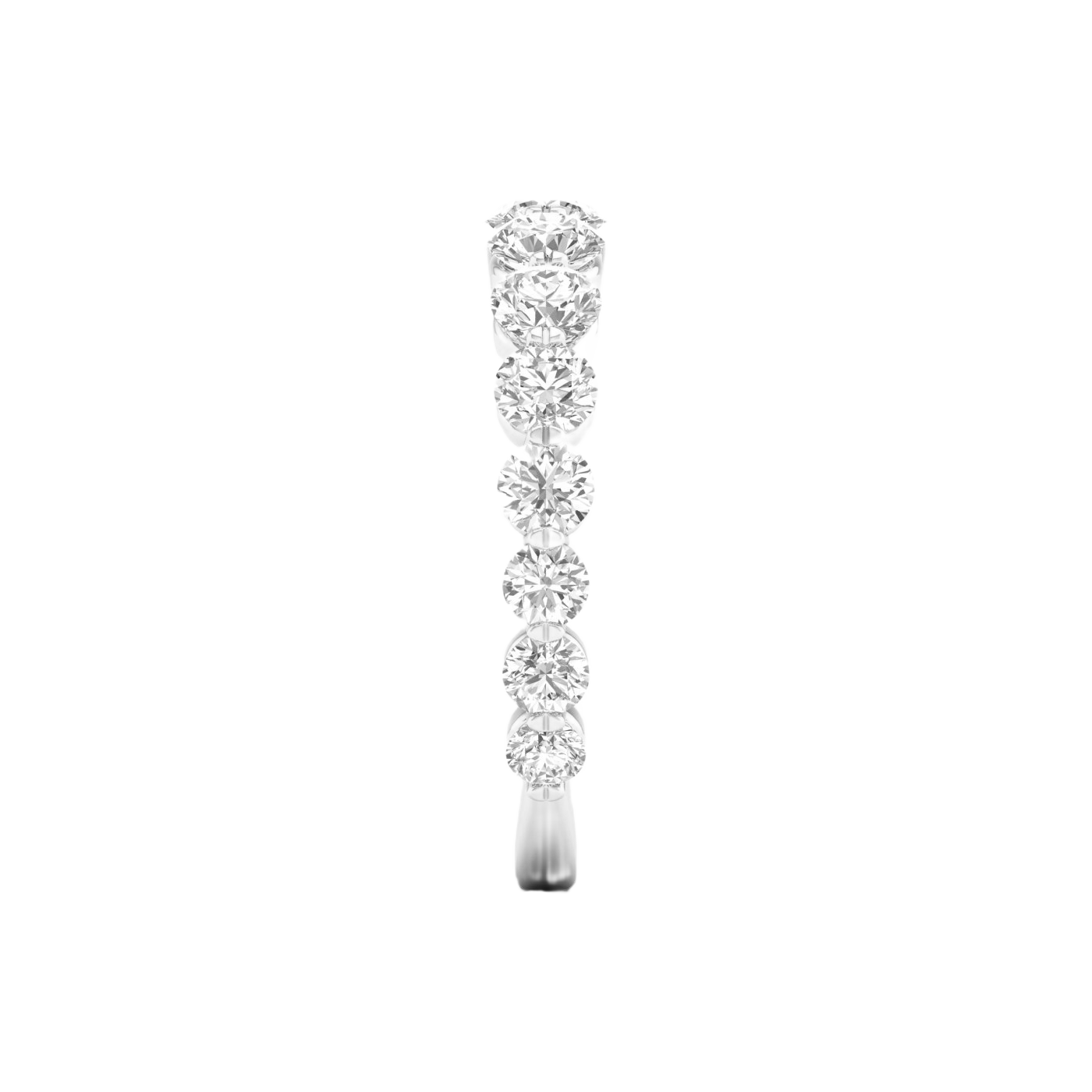 A brilliant 14k white gold anniversary band showcasing a shimmering row of graduated premium round-cut lab-grown diamonds.