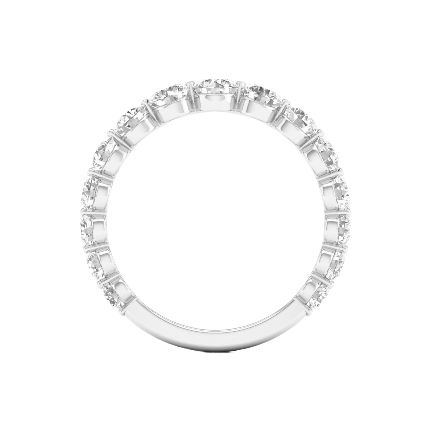 A brilliant 14k white gold anniversary band showcasing a shimmering row of graduated premium round-cut lab-grown diamonds.