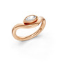 Marquise diamond wave ring in rose gold, top view