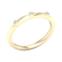 An angled view of a 14K yellow gold band ring, showcasing the three bezel-set round diamonds.