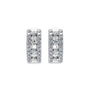 A pair of 14K white gold huggie hoop earrings with two parallel rows of diamonds, shown from the front.