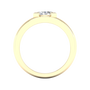 Front view of a 14K yellow gold bypass ring, featuring a bezel-set diamond and the elegant curve of the band.