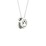 Back view of a white gold round diamond cluster pendant necklace showing the smooth, polished setting and clean, modern construction.