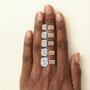 Diamond carat sizes on a hand