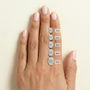Diamond carat sizes on a hand