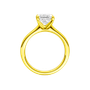 A profile view of the Princess cut diamond engagement ring in 14k yellow gold with a plain band and solitaire setting