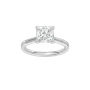 A front view of the Princess cut diamond engagement ring in platinum with a plain band and solitaire setting