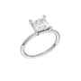 A three-quarter view of the Princess cut diamond engagement ring in 14k white gold with a plain band and solitaire setting