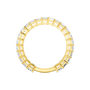A breathtaking 14k yellow gold full eternity band featuring a continuous circle of 2.3 total carats of shimmering emerald-cut lab-grown diamonds