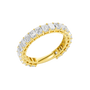 A breathtaking 14k yellow gold full eternity band featuring a continuous circle of 2.3 total carats of shimmering emerald-cut lab-grown diamonds