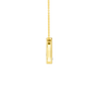 A side view of the 14k yellow gold intial pendant by Amorati featuring star and geometric insets with shimmering round-cut lab-grown diamonds. Amorati’s signature F O U R T E E N T H Collection