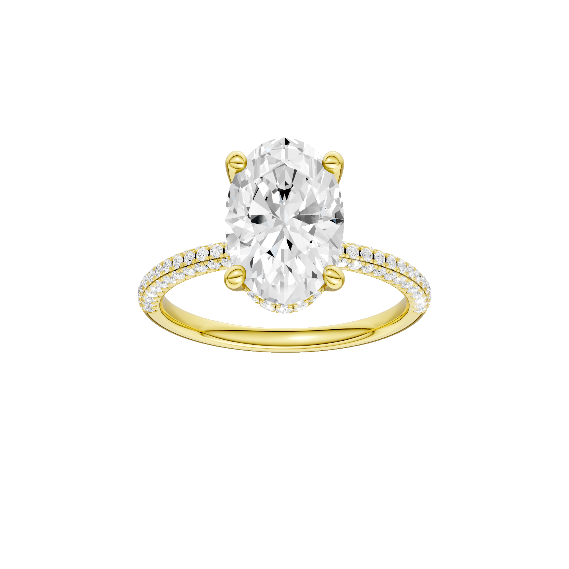 Alight: Oval, Pave Band, Hidden Halo Diamond Engagement Ring