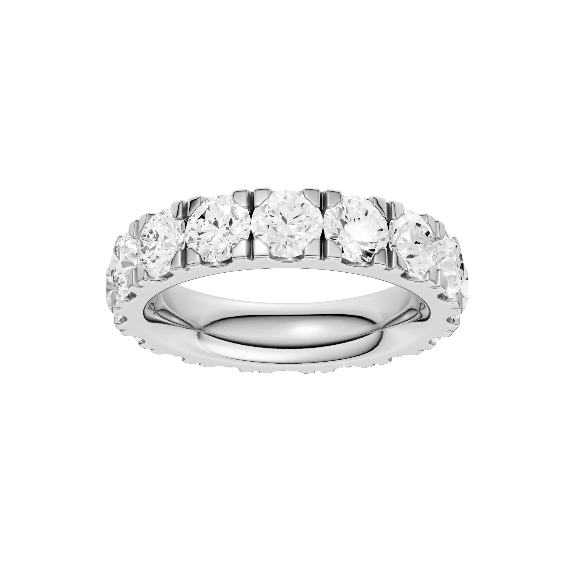 A breathtaking 14k white gold full eternity ring showcasing 4.0 carats of premium round-cut lab-grown diamonds for a seamless ribbon of light.