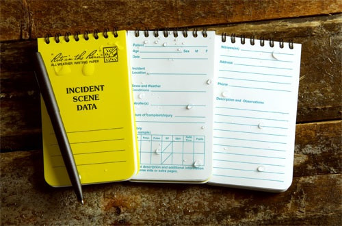 Incident Scene Report Pad