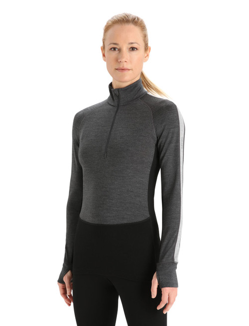 Icebreaker – Women’s 260 ZoneKnit LS Half Zip Thermal Top – Jet Heather/Black - XS & SM Only - SALE!