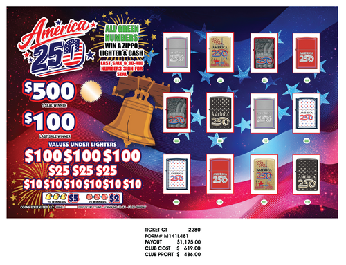 250 YEARS (zippo  board) 2280CT AMERICAN 250 $619/