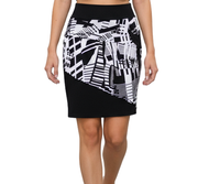 GRAPHIC PEPLUM A-LINE SKIRT