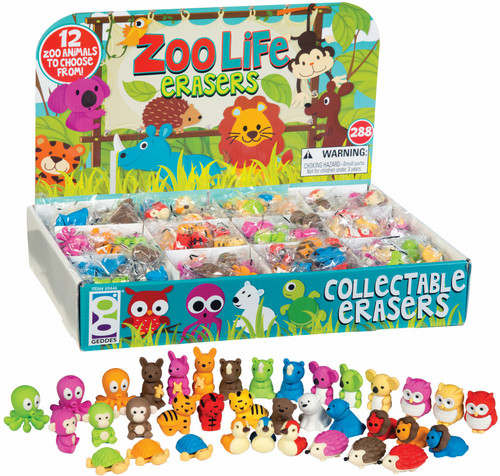 Geddes Zoo Life 3D Eraser - 288 Count, Individual, Display included