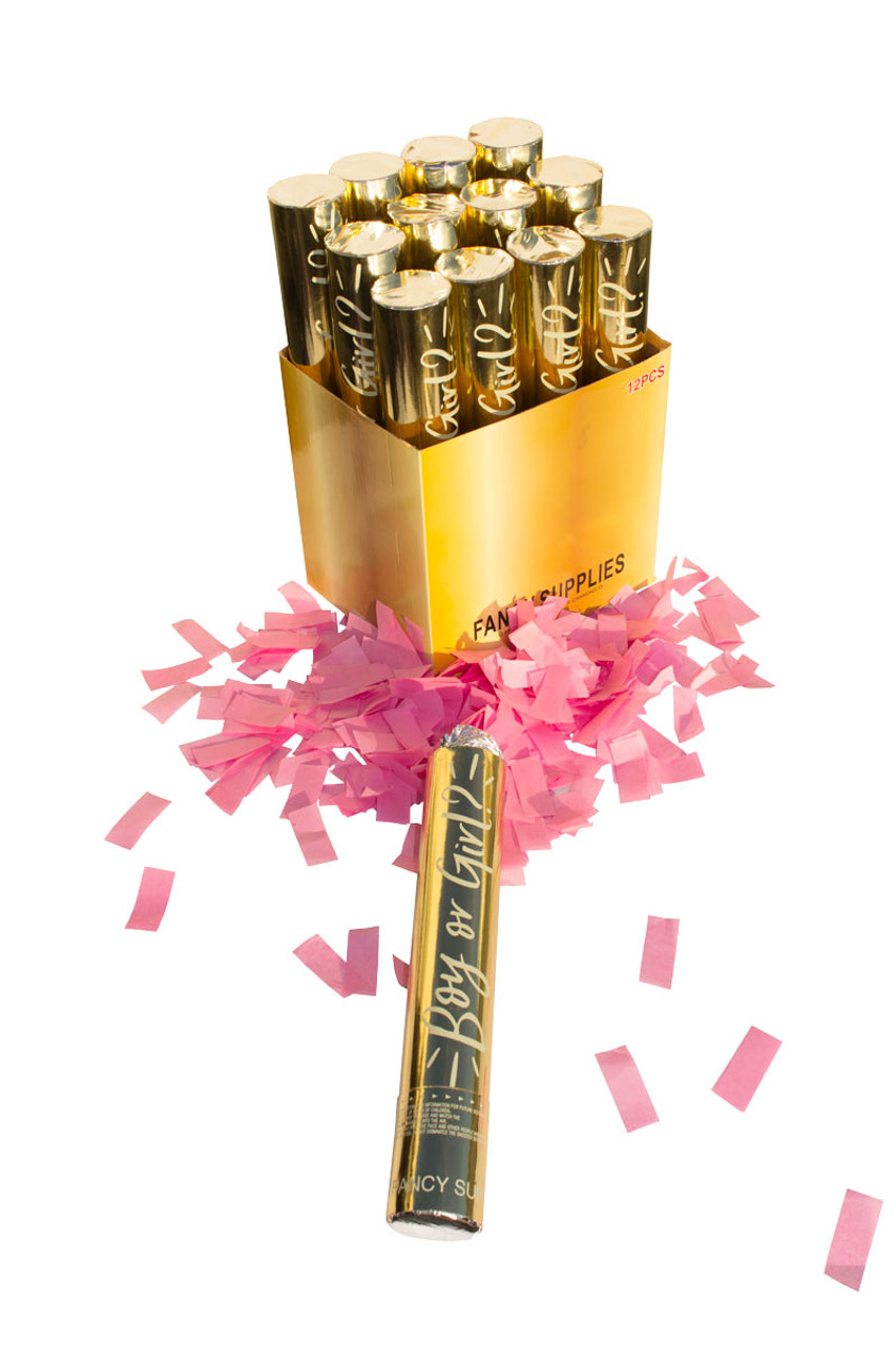 Pink Gender Reveal Confetti Cannon 12 Pack 