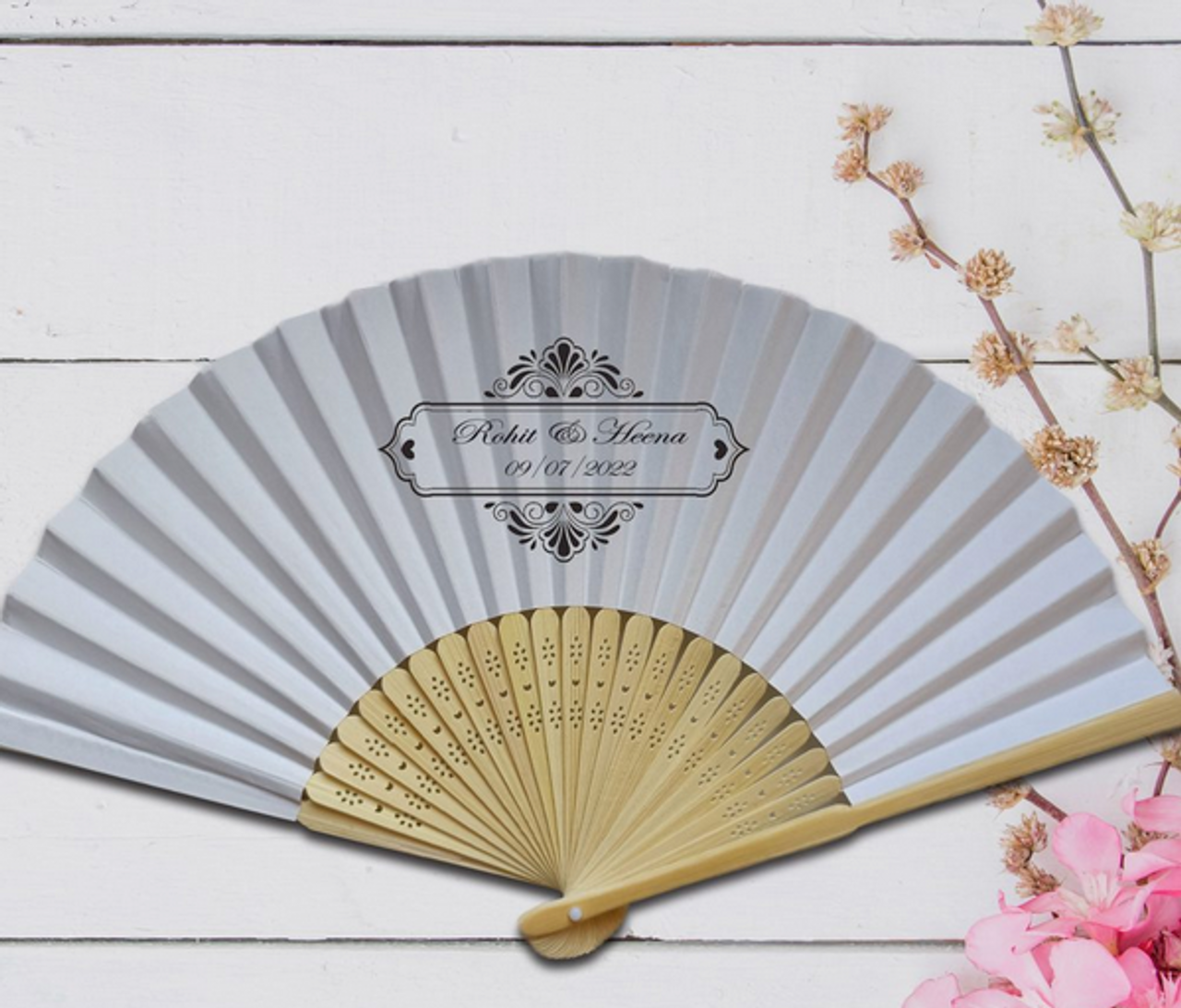 personalized paper fans wedding favors