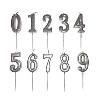 Silver Number Birthday Anniversary Wedding Candle (Silver 3-inch)