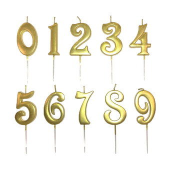 Gold Number Birthday Anniversary Wedding Candle 3 inch