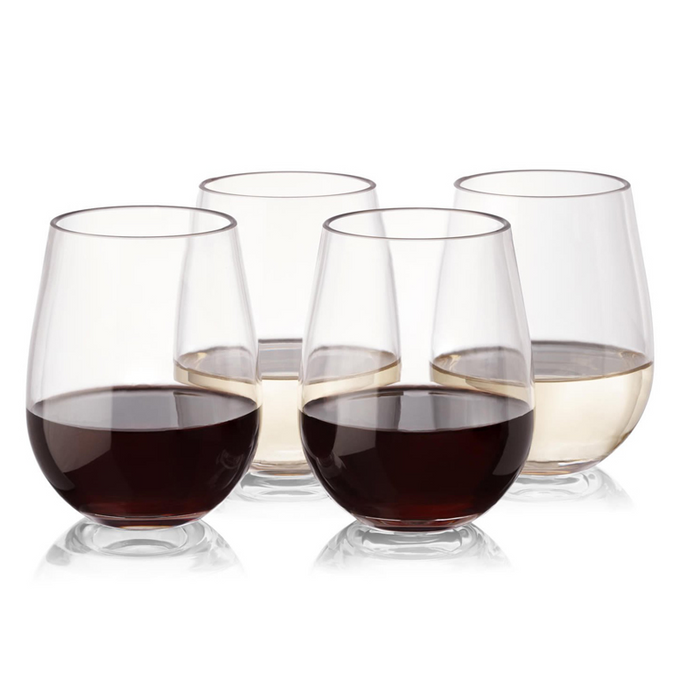 8 Piece Set of Wine Cups 16ounce Shatterproof Clear Plastic Glasses