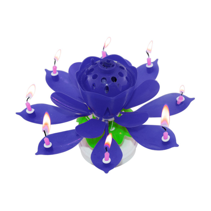 Spinning Flower Candle Happy Birthday Cake Candles Music Rotating