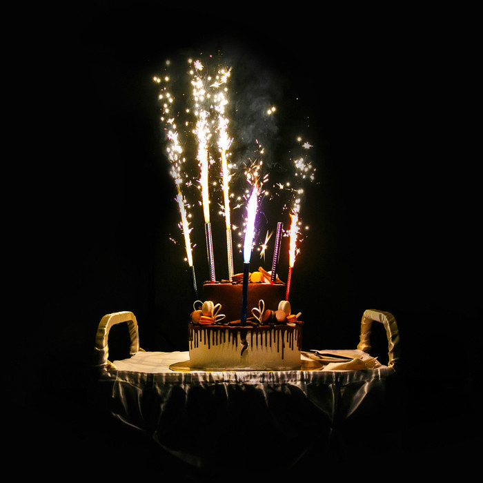 birthday cake with sparklers