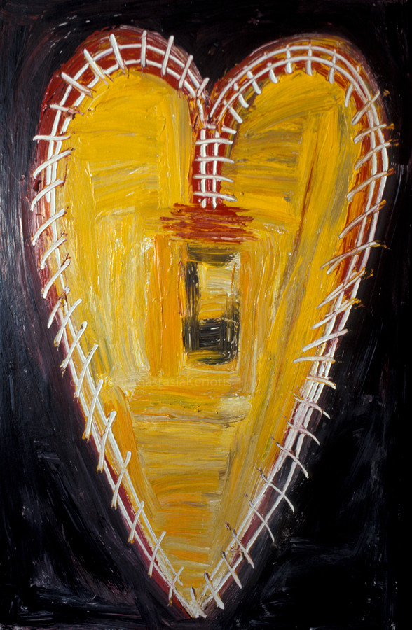 Love Supreme Heart Painting Acrylic on Wood - Dharma Love