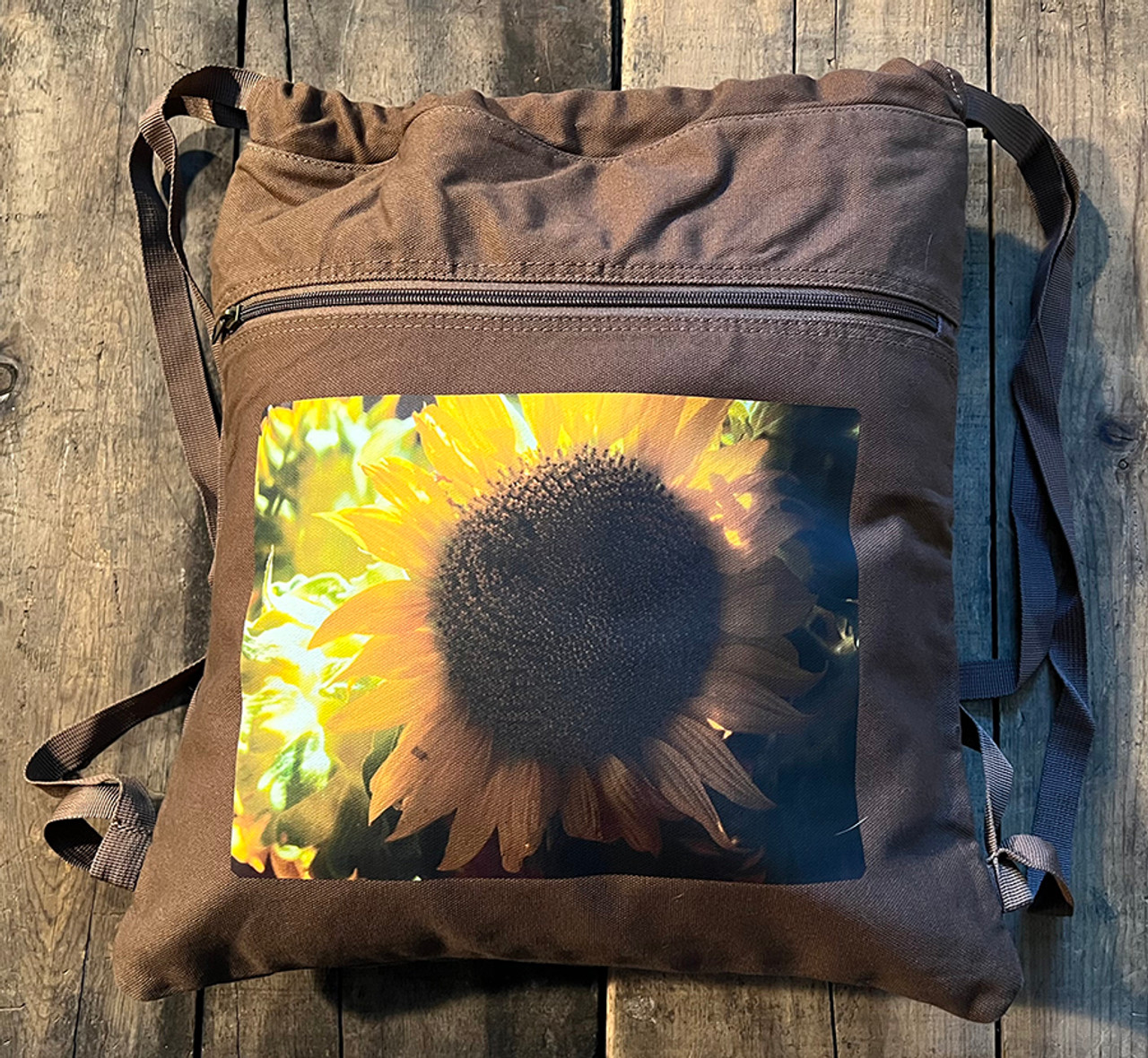 Sunflower Boho Cotton Canvas Cinch Backpack