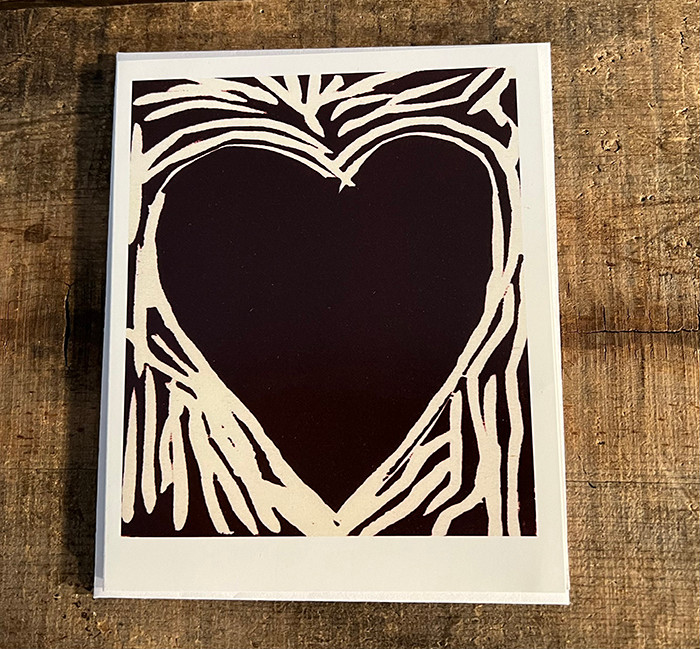 Primal Love Heart (woodcut) Greeting Card - Dharma Love