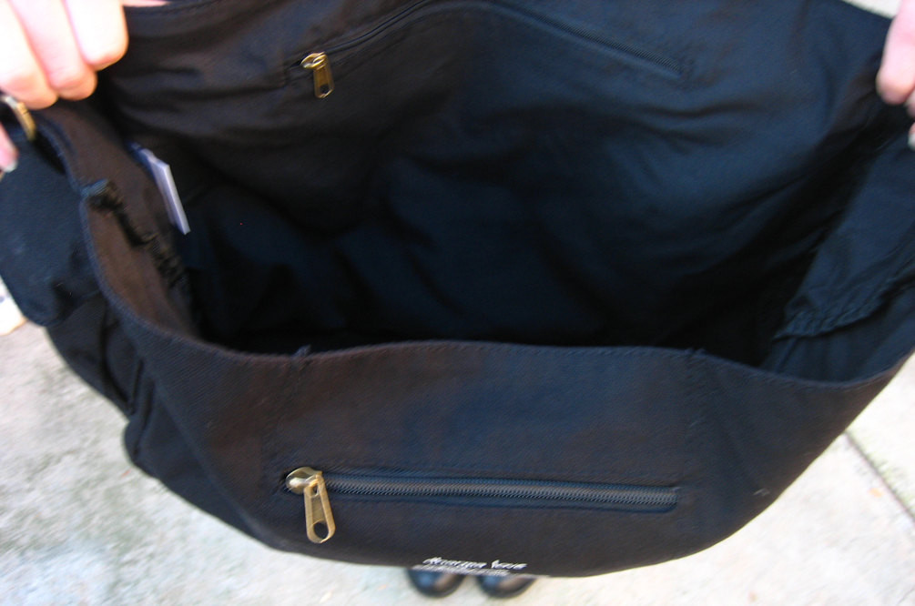 Bike Messenger Bag, Black, Cotton Canvas by Dharma Love