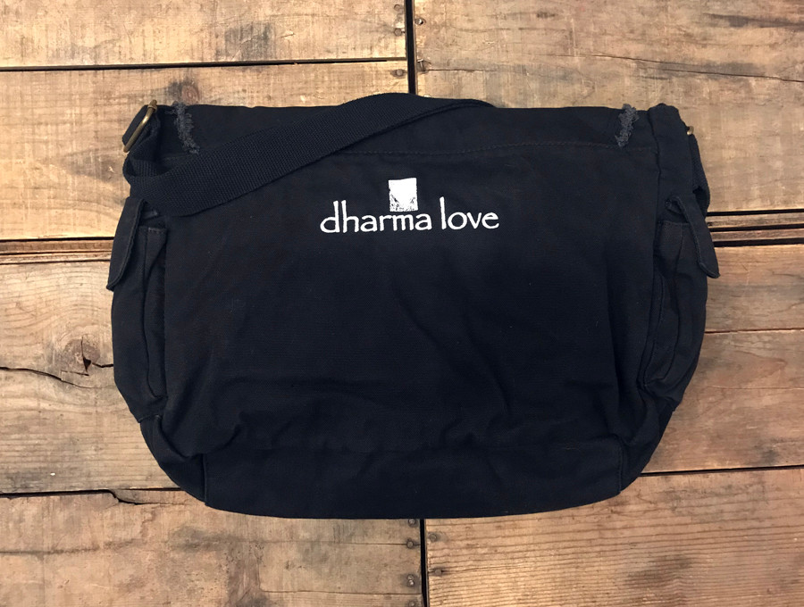 Bike Messenger Bag, Black, Cotton Canvas by Dharma Love