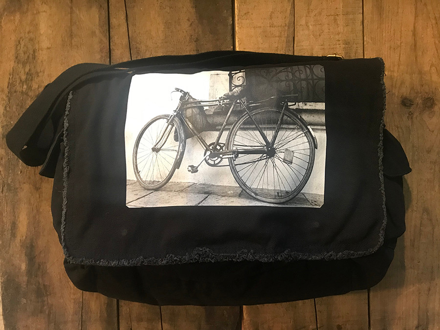 Bike Messenger Bag, Black, Cotton Canvas by Dharma Love