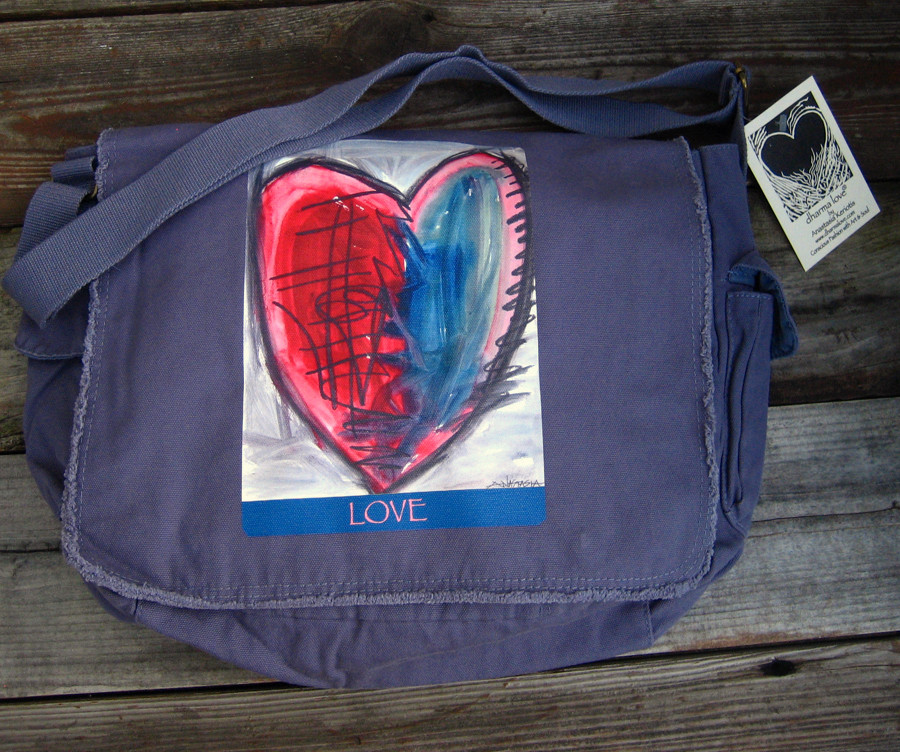 Flaming Heart of Love messenger bag Dharma Love