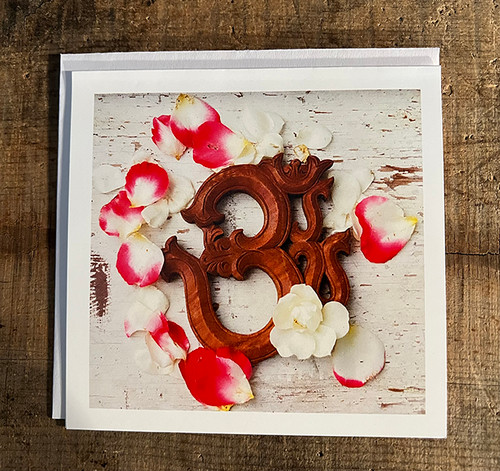 Om with Rose Petals Greeting Card