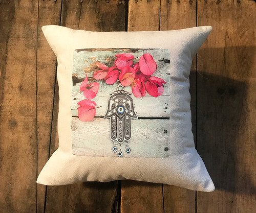 Hamsa (Hand of Protection) Handcrafted Cotton Pillow