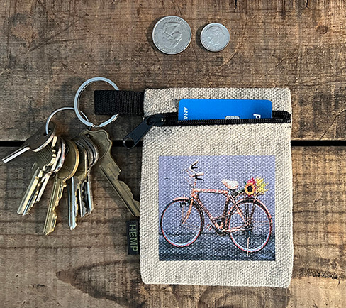 Bamboo Bike (Vietnamese Vintage Bike) Hemp Key Coin Purse Pouch