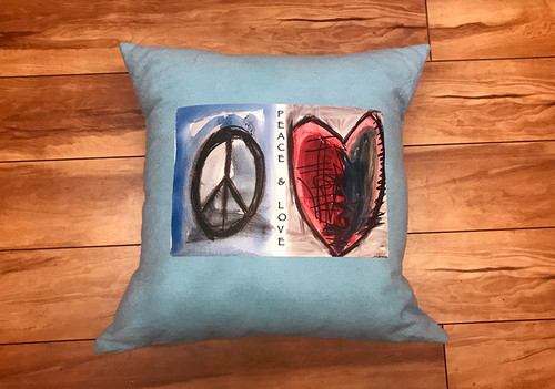 Peace & Love Handcrafted, Eco Dyed Cotton Pillow