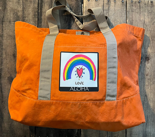 Rainbow Pride Love Aloha Cotton Canvas Beach Market Tote Bag