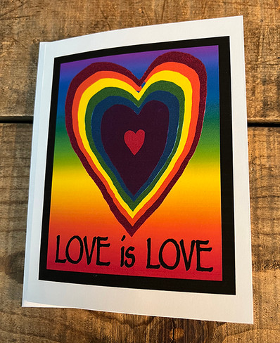 One Love Heart (Block Print) Greeting Card - Dharma Love