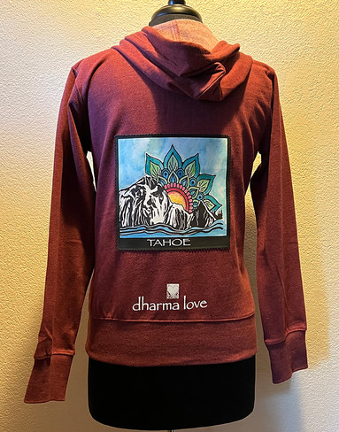 Mountain Mandala Sunrise Tahoe or No Text Organic Cotton Front Zip